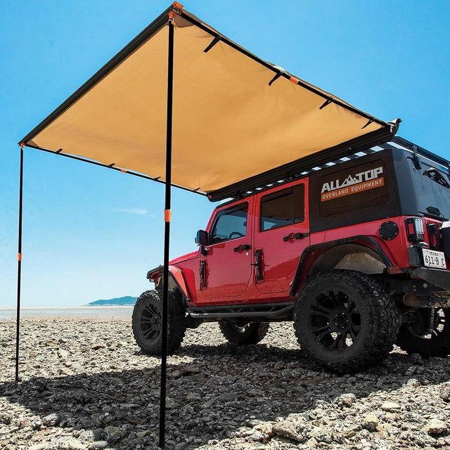ALL-TOP Vehicle Awning 6.6'x10' Roof Rack Pull-Out Sun Shade UV50+, Weatherproof 4x4 Side Awning for Camping & Overland (Hardware Included)