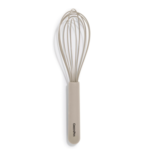 GreenPan Silicone Whisk, Mixing Blending Beating Stirring Cooking Kitchen Utensil, Flexible Rubber Nonstick Cookware, Rigid Steel Core, Heat-Resistant, Anti-Slip Handle BPA-Free Dishwasher Safe, Taupe