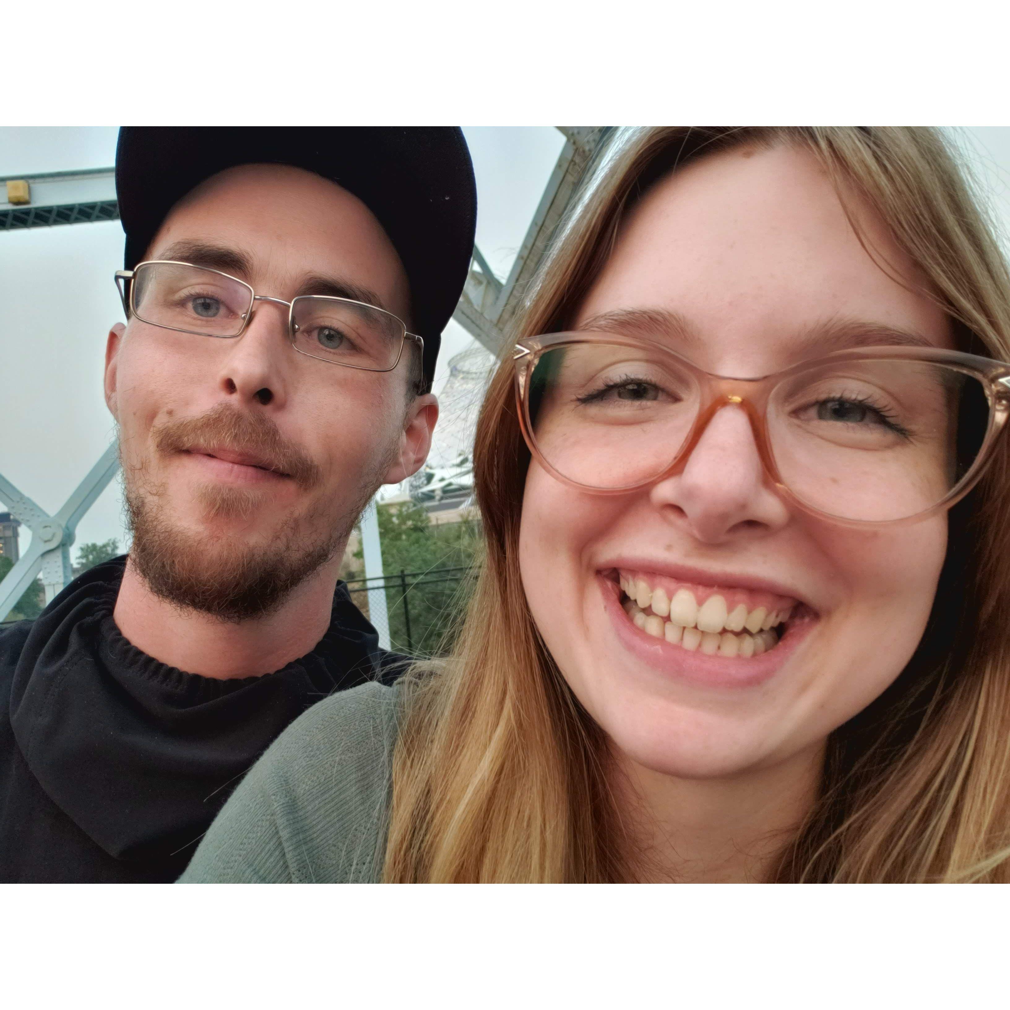 Our first photo together, taken on our first official date.
