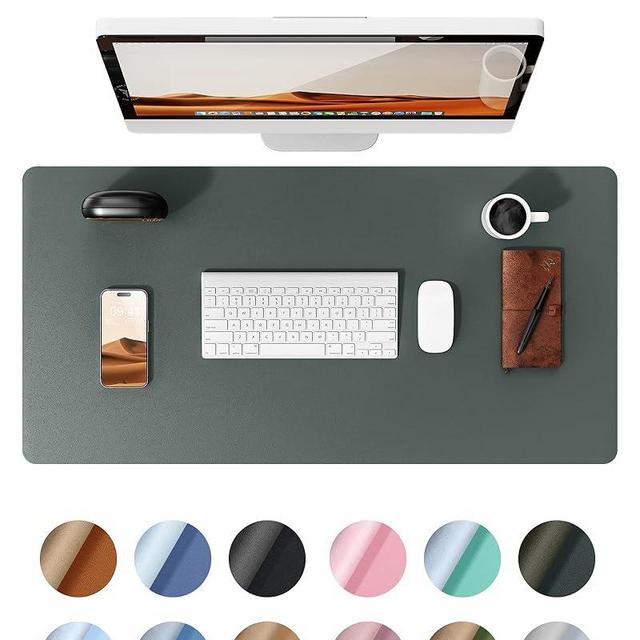 YSAGi Leather Desk Pad Protector, Office Desk Mat, Large Mouse Pad, Non-Slip PU Leather Desk Blotter, Laptop Desk Pad, Waterproof Desk Writing Pad for Home (23.6" x 13.8", Dark Green)