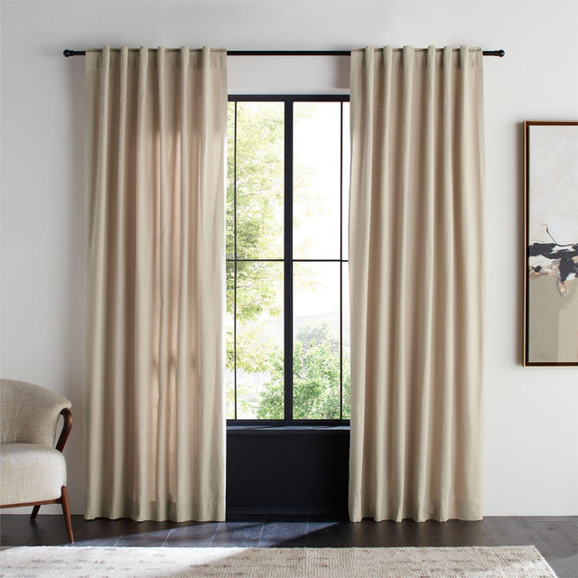 Organic Cotton Natural Taupe Window Curtain Panel 52"x84"