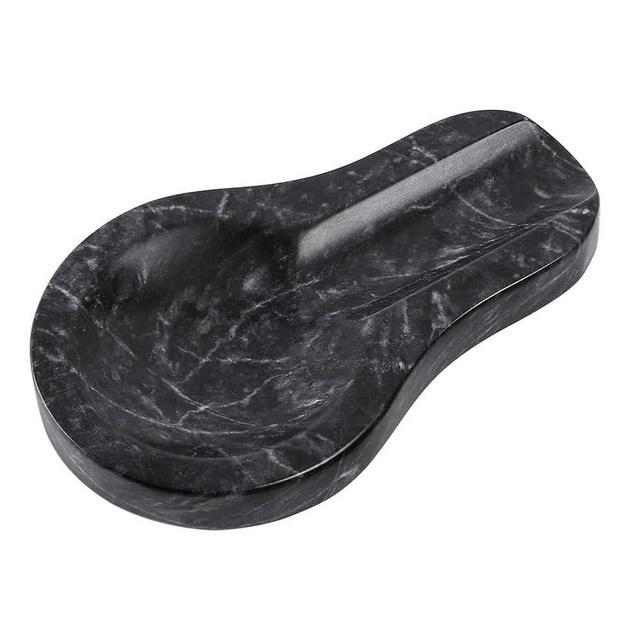 HESHIBI Marble Spoon Rest for Kitchen Stove Countertop, Marble Utensil Holder, Perfect for Spatula, Ladle, Fork (1, Dark Grey)