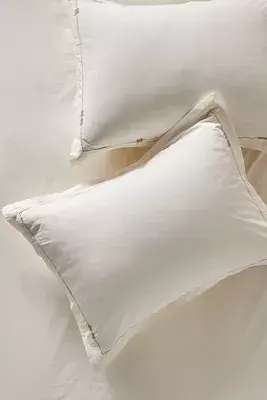 Taylor Organic Cotton Percale Embroidered Shams, Set of 2