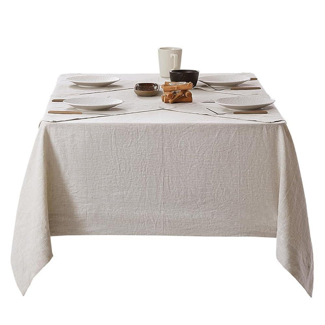 Tseapeni Linen Tablecloth 100% Pure Linen Table Cloth for Rectangle Tables Machine Washable Dining Fall Tablecloth with 4PCS Free 20"x 20" Linen Napkins (Natural Linen, 60" x 108")