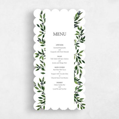 White Scalloped Wedding Menu - Gingerwood