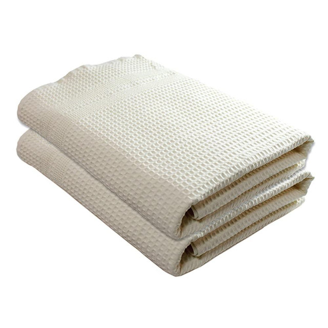 Gilden Tree Premium Bath Towels 2 Pc Set 100% Natural Cotton Quick Dry Waffle Weave Lint Free Soft Luxurious Fabric Solid Colors Oversized Thin Cloth Fade Resistant (Cream)