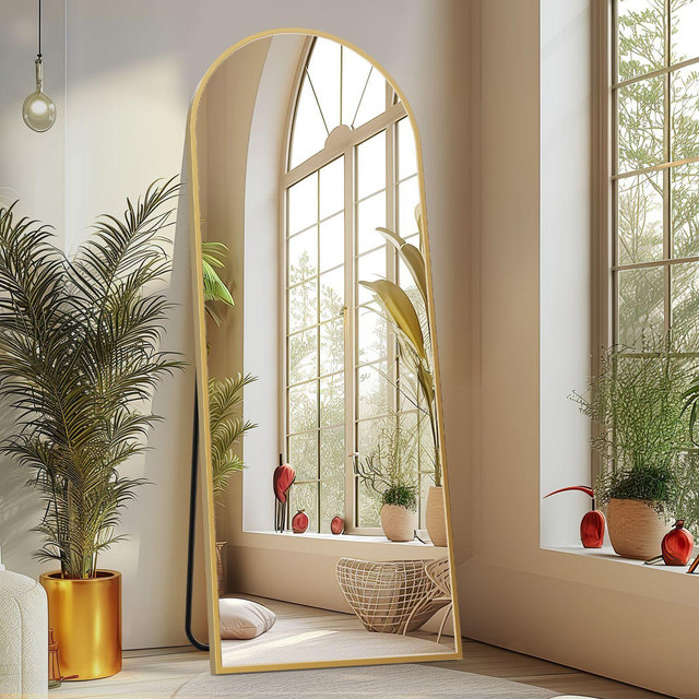 21 x 64 Metal Arch Mirror | FIRNEWST - Gold