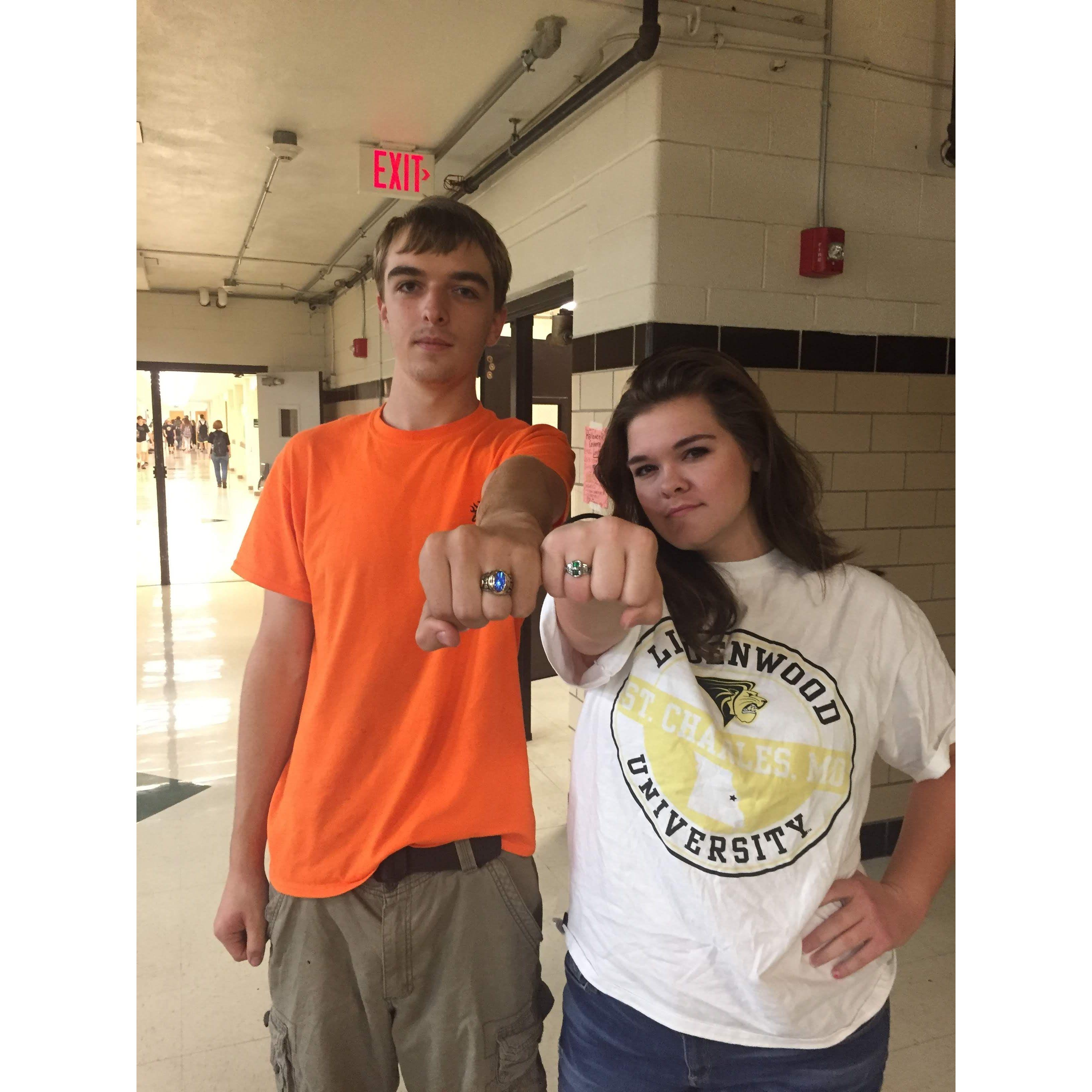 The very first picture we ever took together, him and I had just gotten our Junior Rings
