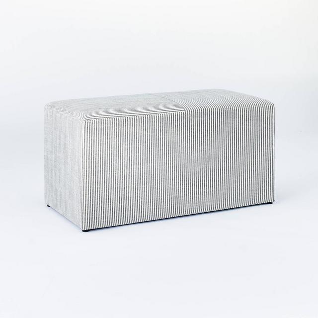 Lynwood Cube Bench Ticking Striped Blue - Threshold™ designed with Studio McGee