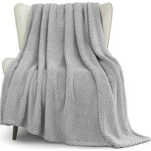Whale Flotilla Extra Large Fuzzy Fleece Throw Blanket for Couch, 50x70 Inch Fluffy Warm Soft Jacquard Blankets for All Season, Lightweight and Cozy, Light Grey