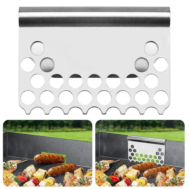 LFUTARI Food Mesh Screen Blocks,Stainless Steel Food Grease Gate Blocker from Falling into Tray,Griddle Grease Trap Accessories for Black Stone and Other Grills (1)
