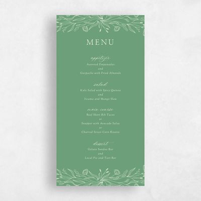 Green Wedding Menu - Vanora