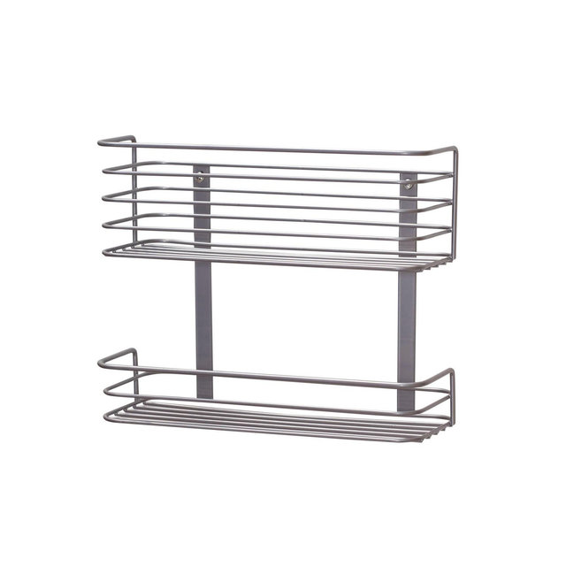 2 Tier Door Mount Cabinet Organizer, Steel Wire Baskets with Nickel Powder Finish