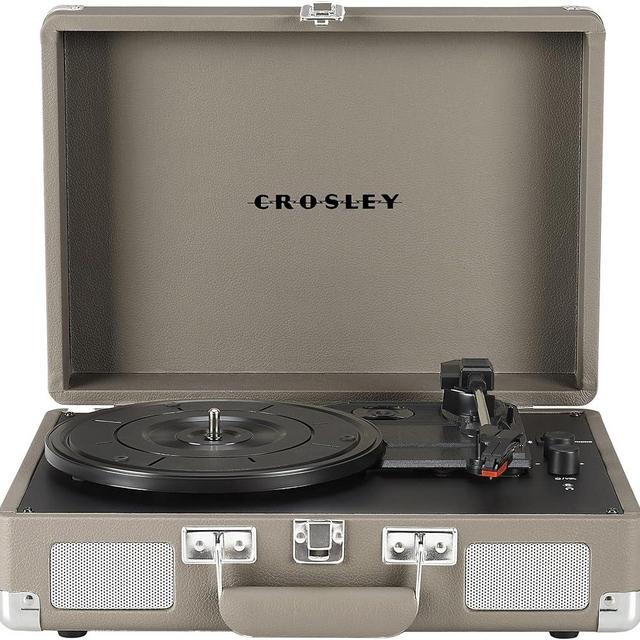 Crosley CR8005F-TE Cruiser Plus Vintage 3-Speed Bluetooth in/Out Suitcase Vinyl Record Player Turntable, Taupe