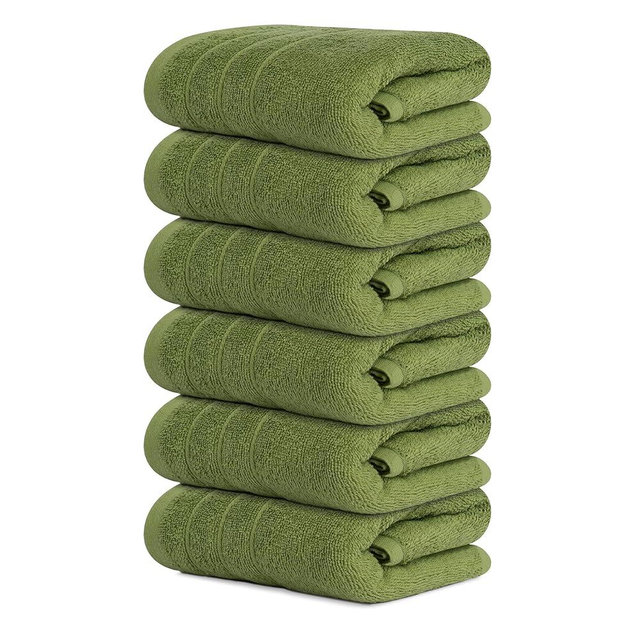 Tens Towels Pack of 6 Hand Towels, 100% Cotton, Lighter Weight, Quick to Dry, 16 x 28 Inches, Super Soft & Absorbent, Perfect for Bathroom & Kitchen, Green