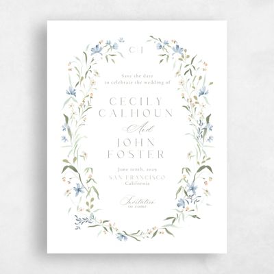 Pale Blue Wedding Save the Date - Tansy Portrait