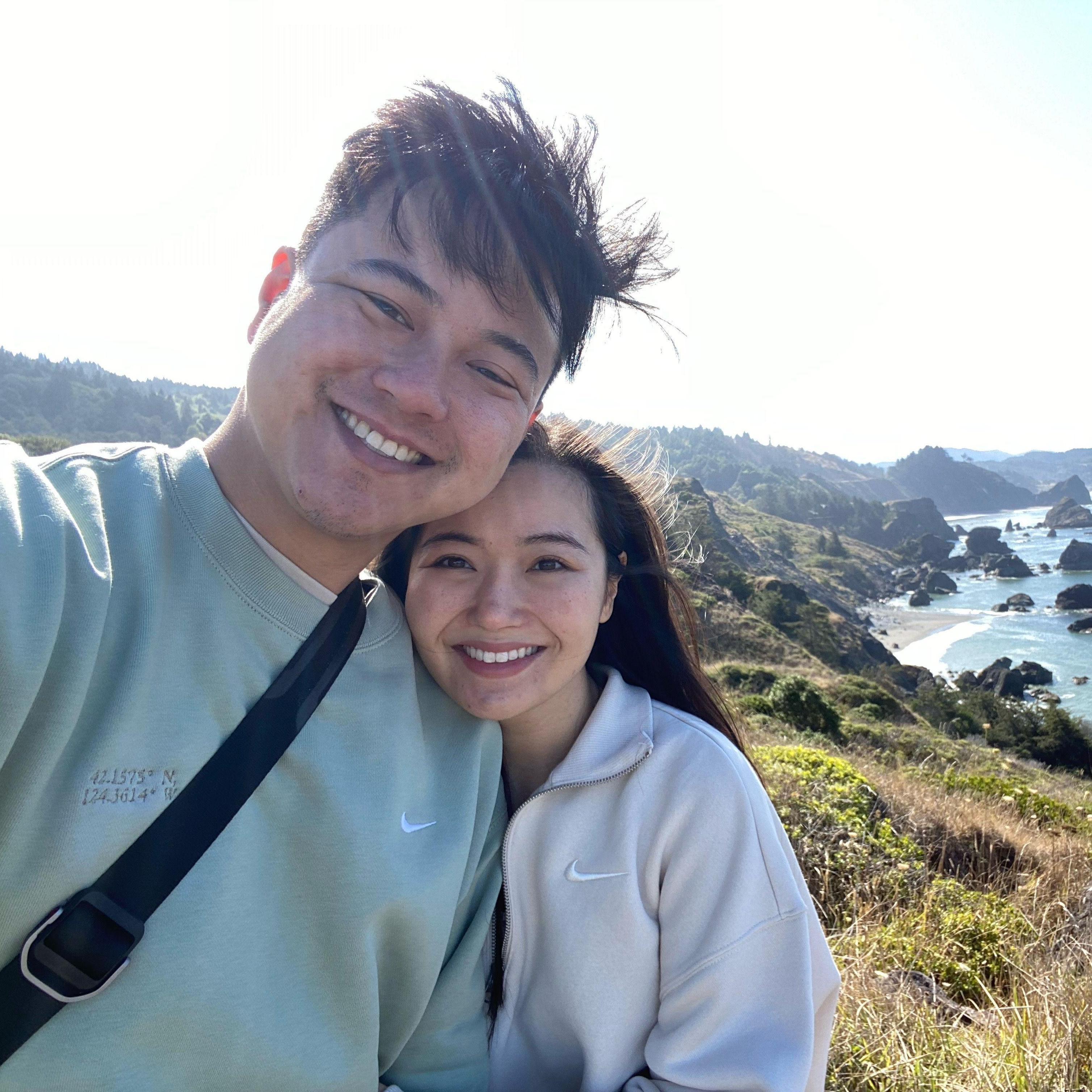 The first selfie we took post engagement. It was the morning after our trip and we stumbled upon what’s now our favorite spot on the Oregon coast.