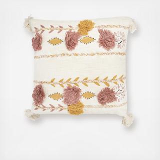Square Embroidered Throw Pillow with Tassels