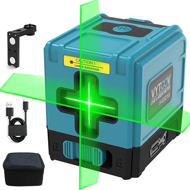 Laser Level Self Leveling VYTOOV Green Laser Level Tool Cross Line Laser Level Rechargeable Horizontal & Vertical Level for Indoor & Outdoor Construction Decoration Home Remodel Picture Hanging Tiling
