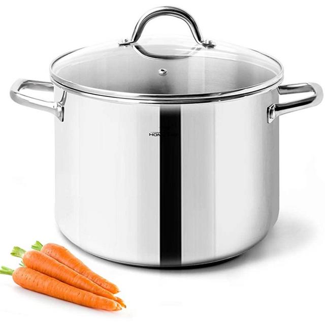 HOMICHEF Stock Pot 8 Quart with Lid Nickel Free Stainless Steel - Mirror Polished Stockpot 8 Quart with Lid - HEALTHY COOKWARE Stockpots 8 Quart - Soup Pot 8 Qt Cooking Pot Induction Pot With Lid