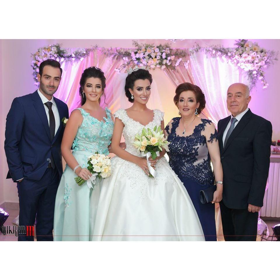 Elaine's Uncle Antoine with his wife Huda and kids; Elen, George & Nour at Elen's wedding. Aleppo, Syria