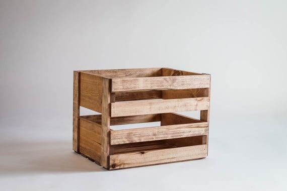 Vinyl Record Holder Wood Crate