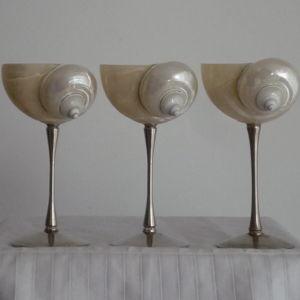 Curly shell glass with silver plated thin and high stem