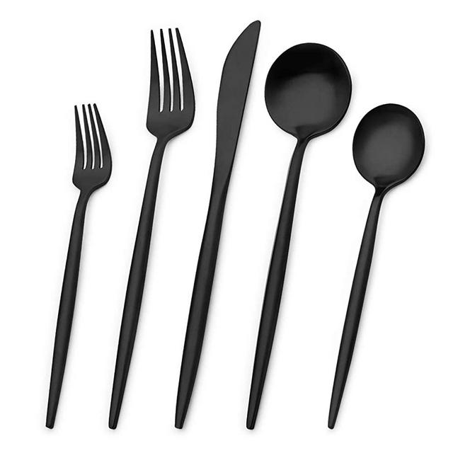 Matte Black Silverware Set GIOCOCO, 20-piece Stainless Steel Kitchen Flatware Set, Utensils Service for 4, Tableware Cutlery Set for Home, Restaurant Dishwasher Safe
