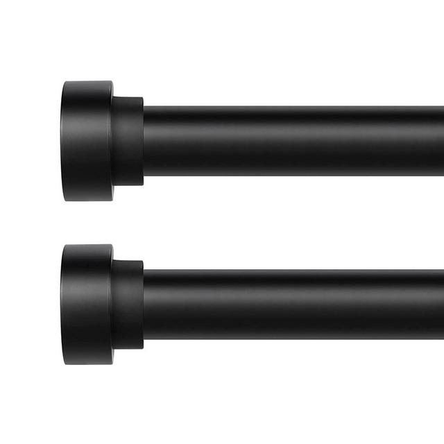 Black Curtain Rods for Windows 28 to 48 Inch(2.3-4Ft)2 Pack,1 Inch Diameter Heavy Duty Curtain Rods, Ceiling & Wall Mount Window Rods Set,Matte Black Modern Telescoping Drapery Rods for Indoor&Outdoor