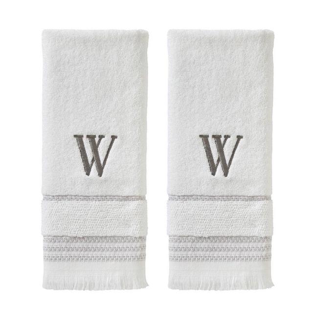 SKL Home By Saturday Knight Ltd Casual Monogram Hand Towel Set W - 2-Count - 16X26", White
