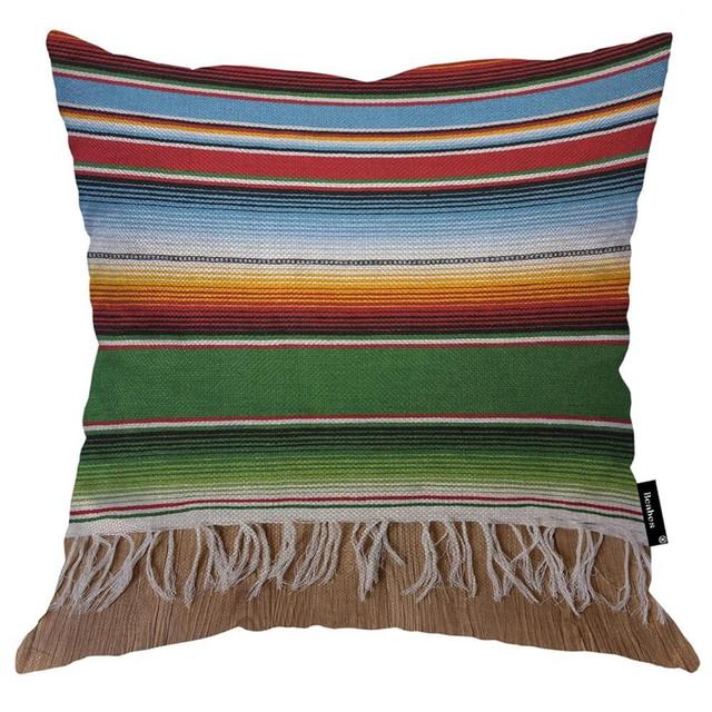 Beabes 18x18 Inch Cushion Case Decor Blanket Rug, Colorful Mexican Striped Cloth Farmhouse Throw Pillow Cover Home Pillowcase Decorations for Sofa Couch Office Car