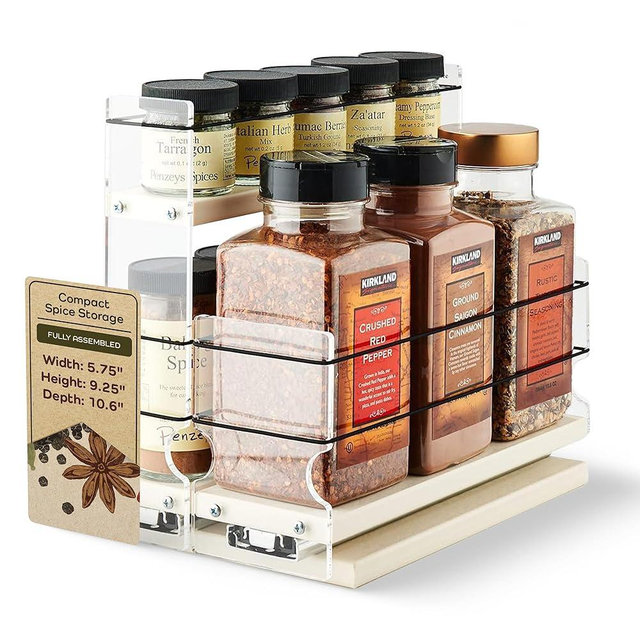 Vertical Spice Combo Spice Rack Drawer - Pull Out Pantry Organizers and Storage - Kitchen Cabinet Organizer - Seasoning Sliding Caddy - Made in USA (5.75" W x 9.25" H x 10.60" D, Assembled)