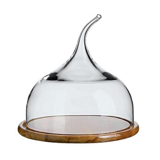 Senses Large Glass Dome With Wood Base