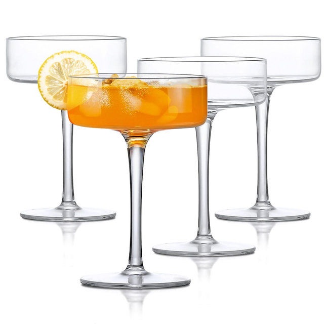 Clear Cocktail Martini Coupe Glass 6.5oz - 4 Piece Set