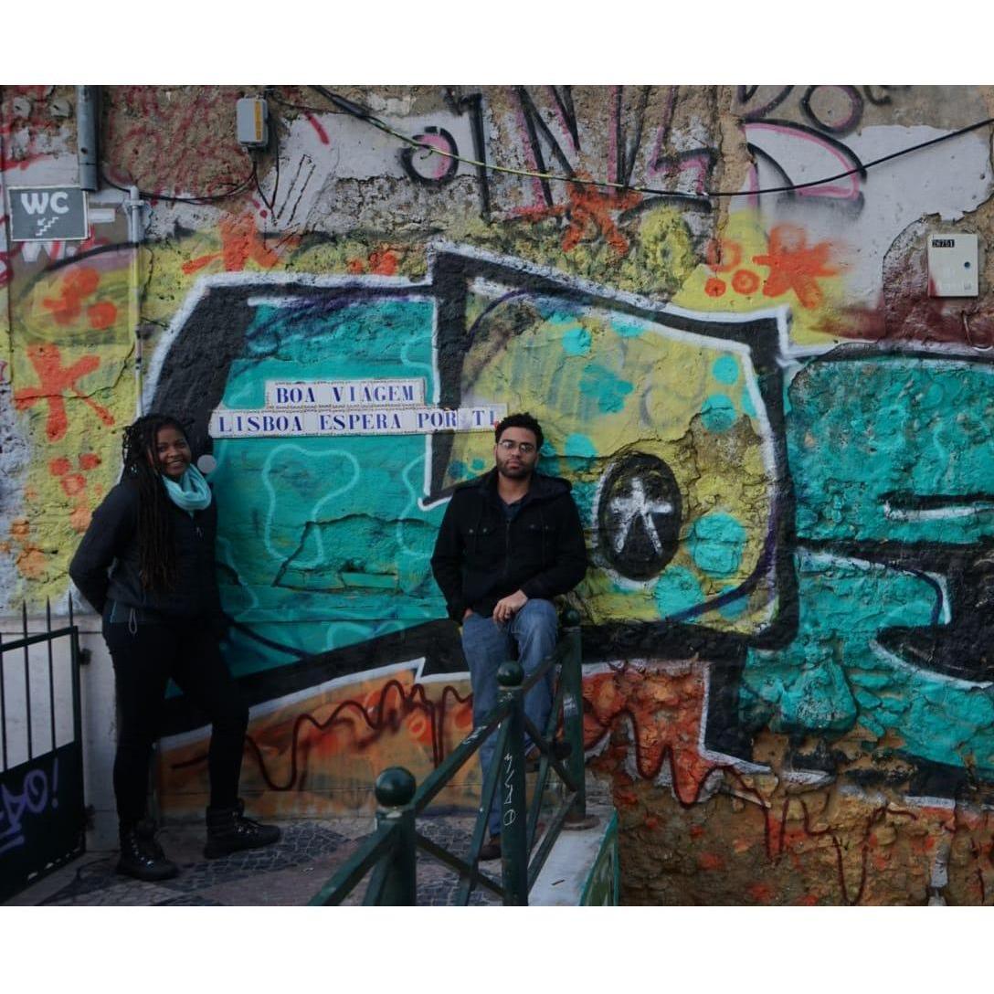 Looking like extras in a black indie European film in Lisbon, Portugal