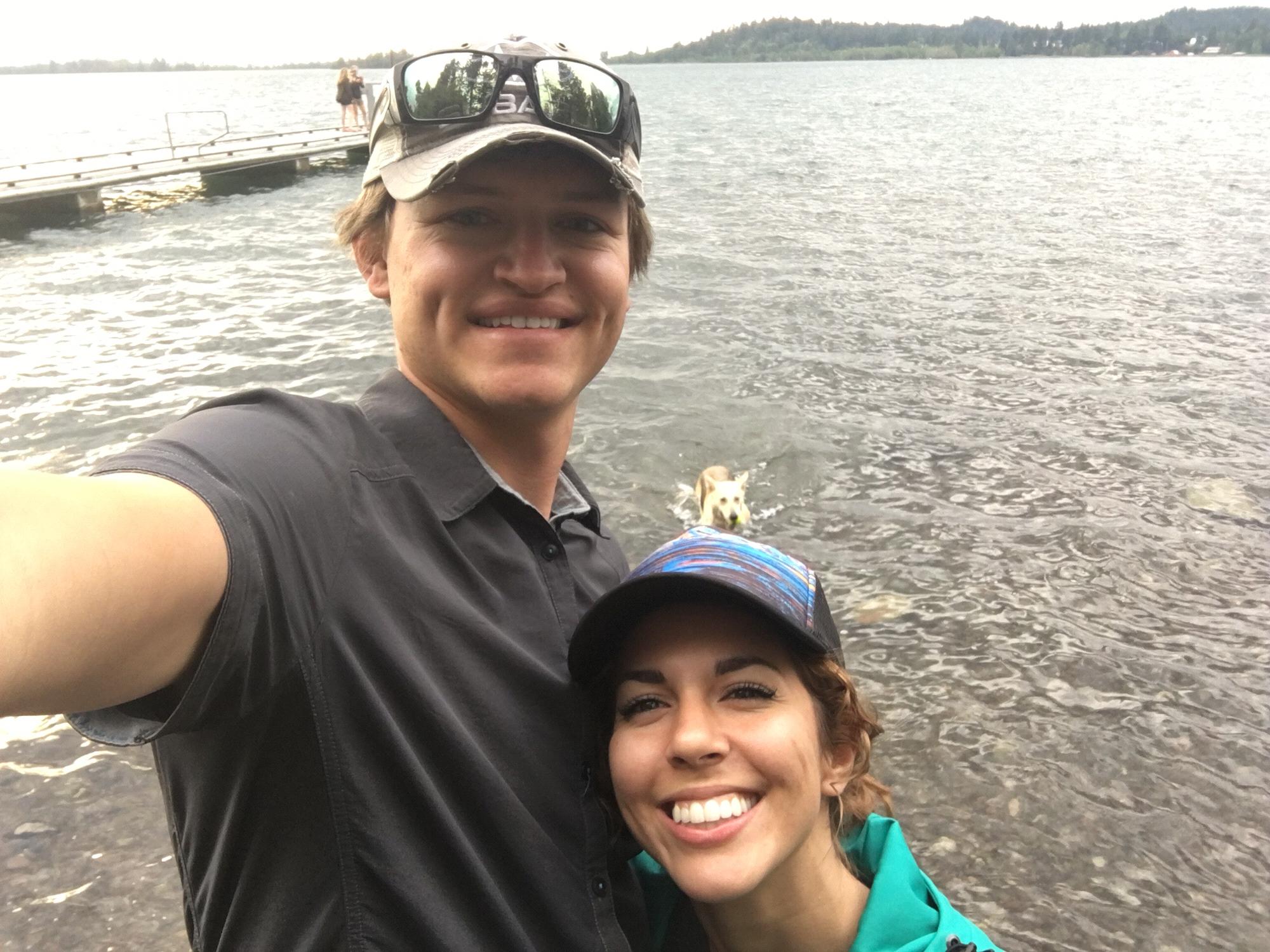 Playin fetch at Flathead Lake