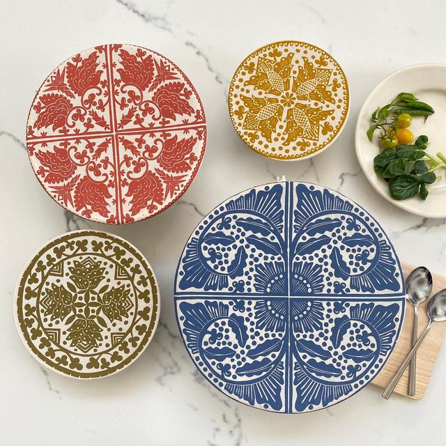 Bowl Dish Cover Set of 4 reusable washable, breathable food cover, food storage, table decor