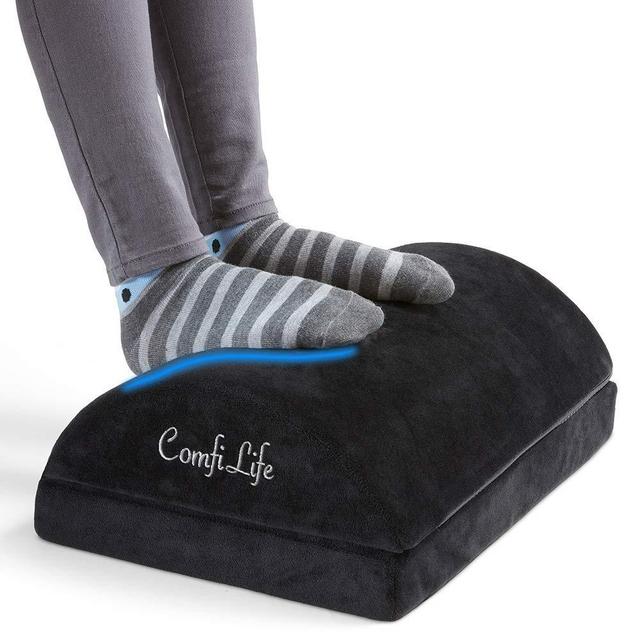 ComfiLife Foot Rest for Under Desk at Work – Adjustable Memory Foam Foot Rest for Office Chair & Gaming Chair – Ergonomic Design for Back & Hip Pain Relief (Black)