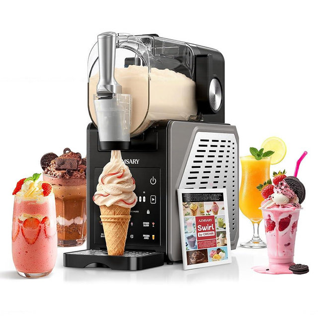 Slushie Machine, 85oz Ice Cream Machine & Slushy Machine for home, with LED Display, 6 Preset Programs for Margaritas, Frappés, Milkshakes, and Soft Serve, Automatic Cleaning, No Ice Needed