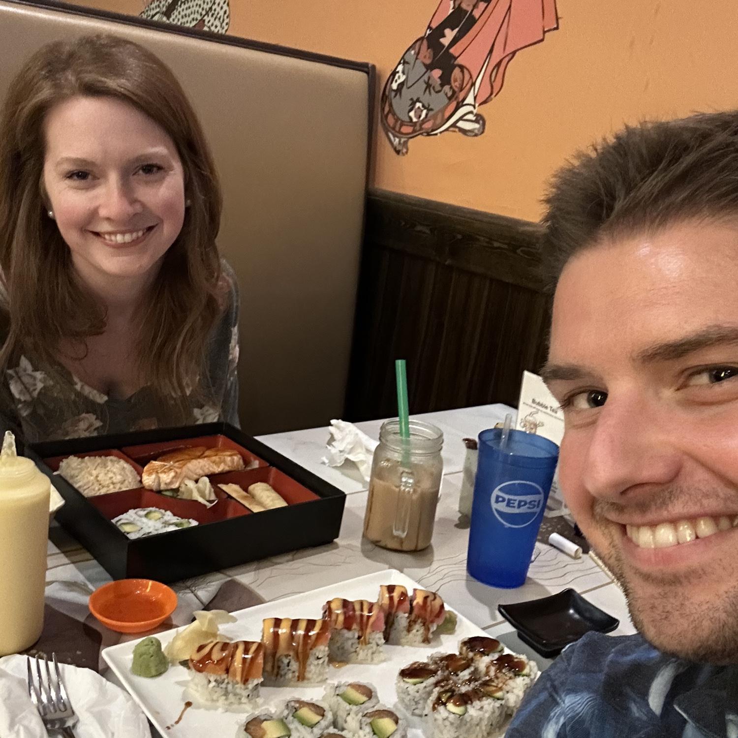 Sushi & bento box for our one year message-versary! A year since Brad first messaged Deanna :)