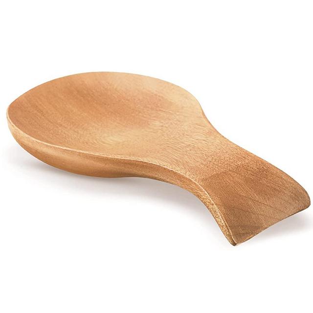 Spoon Rest For Stove Top Bamboo Holder for Spatula Wood Spoon Rest for Kitchen Counter Spoon Holder for Stove Top or Countertop, Spoon or Tong, Modern and Rustic Spoon Rest for Farmhouse (Wood Color)