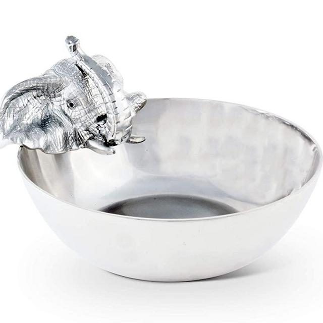 Arthur Court Designs Aluminum Metal Elephant Serving/Salad Bowl 10.5"