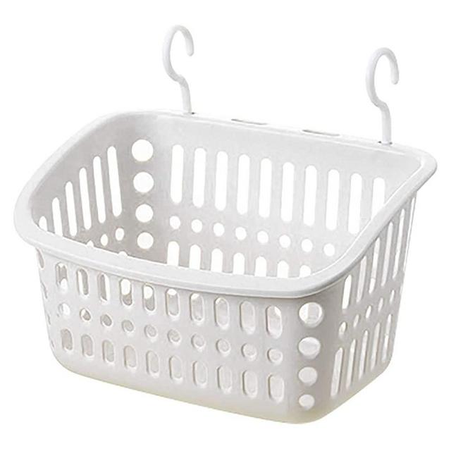 m·kvfa Plastic Hanging Shower Basket With Hook For Bathroom Kitchen, Pantry, Bathroom, Dorm Room, Office Storage Holder (A)