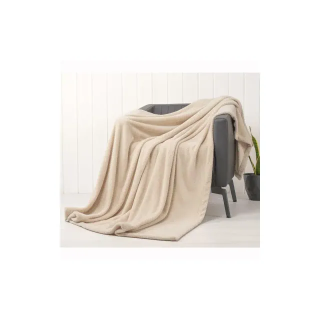 American Soft Linen Queen Size Bedding Fleece Blanket, 85 in by 90 in Oversized Plush, Soft and Cozy Warm Fleece Blanket for Couch and Sofa, Taupe