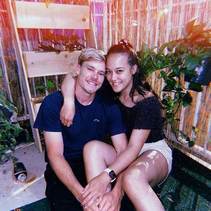 we created a little jungle in his front porch in San Diego.