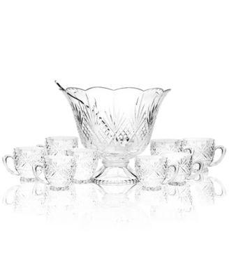 Godinger - Drinkware, Dublin Punch Bowl 10 Piece Set