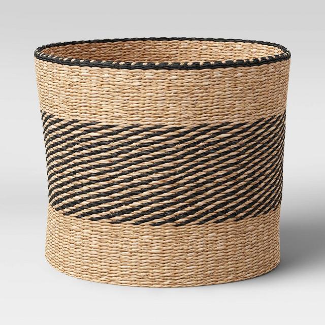 Round Seagrass Basket Striped 12" x 14" Natural/Black - Project 62™