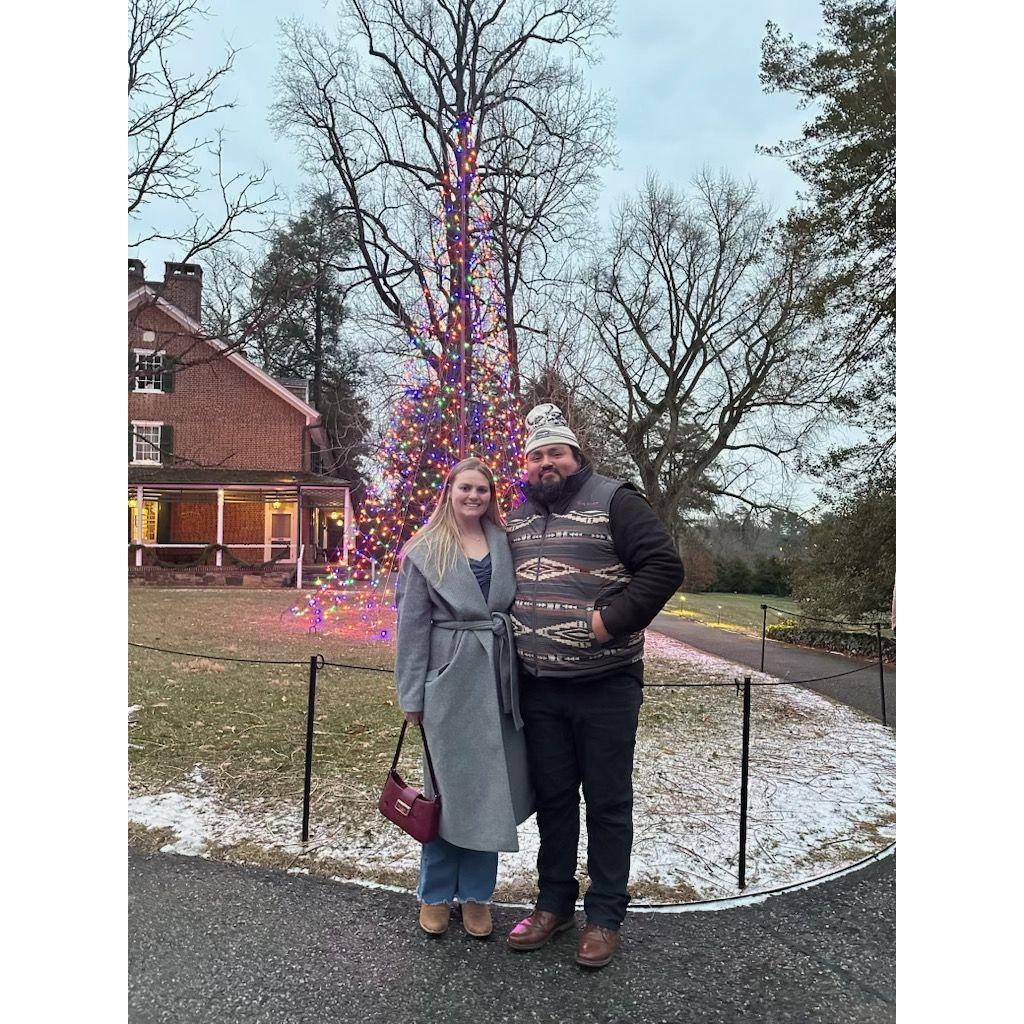 Us at Longwood Gardens before he proposed