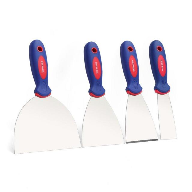 WORKPRO 4-Piece Putty Knife Set, Stainless Steel Made - Perfect for Drywall Spackle, Taping, Scraping Paint, 1.5", 3", 4", 6"
