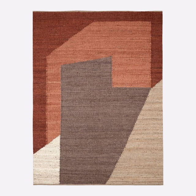 Angled Modern Form Jute Rug, 2'x3', Warm Multi